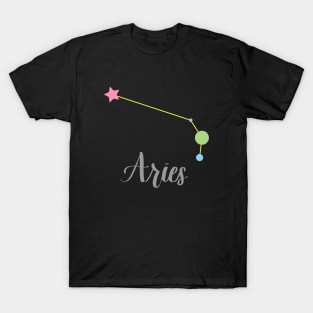 Aries Zodiac Constellation in Pastels - Black T-Shirt